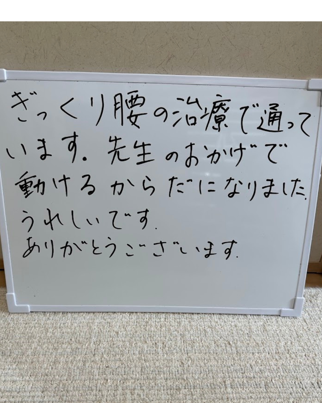 【お客様の声　Vol.3】ぎっくり腰改善「動けるようになりました」